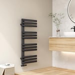 EMKE Sèche Serviettes à Eau Chaude Tube Ovale,112x50cm,Radiateur de Salle de Bains à Tube Ovale,Porte-Serviettes pour Le Chauffage de la Salle de Bain, Chauffage de l'eau Chaude,475W,Anthracite