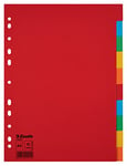 Esselte A4 Card File Dividers, 10 Parts Coloured Folder Dividers for Ring Binders and Lever Arch Files, Made from Durable, Eco-friendly Recycled Card, 100201