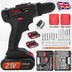 21V CORDLESS DRILL DRIVER SET LI-ION BATTERY ELECTRIC SCREWDRIVER COMBI 2-SPEED