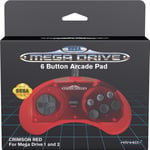 Retro-Bit Sega Mega Drive 6 Button Arcade Pad Crimson Red