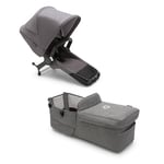 Bugaboo Donkey 5 Twin Extension Set, Converts Your Donkey 5 Mono into a Twin Pushchair, Side by Side, Improved Design, Reversible Seat and One Hand Steering, Grey Melange