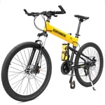 Vélo Adulte Enfants Vélos de Montagne, Aluminium Suspension Avant Cadre Hardtail VTT, Vélo de Montagne Pliant, siège réglable, Noir, 29 Pouces 30 vélo électrique Pliant Vitesse JIAJIAFUDR