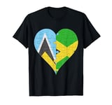 St Lucian Jamaican Flag Heart T-Shirt