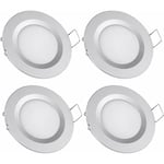 4 x LED Infällda Spotlight 12V Hål 58-65mm 3W 6400K Infälld Taklampa för Husbil Båt Husvagn Van Yacht Kallt Vitt (Silver Finish)