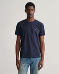 Gant Mens Slim Fit Short Sleeve Shield Logo T-Shirt - Blue - Size Large