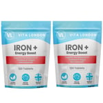 Iron & B12 Energy Tablets - 28mg - 240 Tablets (Not Capsules Or Gummies) Vegan