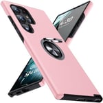 KOVASIA for Samsung Galaxy S24 Ultra Case with Stand, Dust Proof Port Cover, Anti-Scratch, Full Body Heavy-Duty Protection Durable Cover Phone Case for Galaxy S24 Ultra 5G Case,Pink