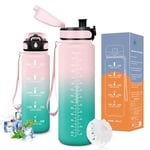 Vikaster Bouteille d'eau, Gourde 1.5l, sans BPA, Étanche & Réutilisable, Convient Pour la Gym, Yoga, Camping, Sport, Gourde Randonnée