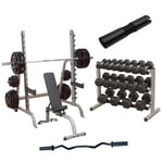 Large paket (Skivstångs set: Behåll 177,5 kg skivstångsset, Val av stång: Uppgradera till Elite stång, Val av bänk: Super Bench PRO, Latsdrag: Nej, in