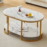 Staten High Gloss Coffee Table In White Diva Marble Effect