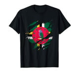 Proud Dominican Shirts | Torn Ripped Dominica Flag T-Shirt