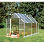 Halls - Serre de jardin 8.3m² en aluminium et polycarbonate 6mm + embase 70917 + so1651 - argent