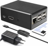 Boîtier Pour Raspberry Pi 3 B+ 3B Matériau Métallique Avec Adaptateur 5 V 3 A Usb C Avec Interrupteur Marche/Arrêt Case Pour Raspberry Pi 3 4Go Model B