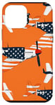 Coque pour iPhone 12 mini Drapeau américain minimaliste orange tropical P-51 Mustang de la Seconde Guerre mondiale