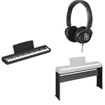 Yamaha Piano numérique P-145 avec 88 touches compactes à marteau gradué, livré avec un casque HPH-150 et un support de piano numérique en bois L-100