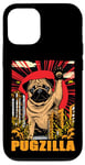 Coque pour iPhone 12/12 Pro Retro Pug Pugzilla Funny Dog Lover Japanese Movie Poster