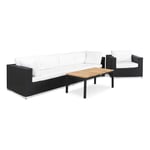 Loungegrupp Comfort Garden Bahamas Soffa 5-sits med Bord Svart/Teak/Vit