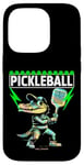 Coque pour iPhone 14 Pro Un crocodile jouant au pickleball - Ambiances amusantes