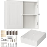 Armoire Murale, Meuble de Rangement Suspendue pour Salle de Bain, Armoire sous Vasque pour Cuisine avec Étagères Réglables, Double Portes,