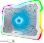 Ultimate Refroidisseur PC Portable - 11"" à 17"" + Éclairage RGB + Support Ordinateur Portable Gaming + 2024 + Ventilateur USB + Stable et Silencieux + Compatible avec Mac Xbox One PS4 PS5 + Blanc