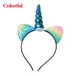 Girls Unicorn Headband Cat Ears Hairband Rainbow Hair Band Colorful
