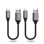 Cable Usb C Court 30cm, Lot De 2 Câble Usb C Charge Rapide 3a Cable Usb 3.0 Vers Type C, Câble Usb C Coudé En Nylon Tresssé Compatible Avec Iphone15, Samsung Galaxy S22 S21, Huawei[Pho063665]