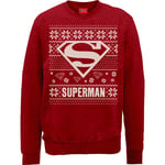 DC Superman Christmas Knit Logo Red Christmas Jumper - S