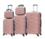 CELIMS - Set Valise 5 pièces - Valise Cabine Valise Moyenne Valise Grande avec 2X Vanity/Trousse de Toilette | Valise avec Vanity | Lot Valise | Rose Gold