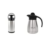 Pioneer Flasks SS50R Stainless Steel Airpot Hot Cold Water Tea Coffee Dispenser Conference Event Flask, Satin Finish, 5 L & Olympia Vacuum Jug Etched "Milk" 05L with Screw Top Flask Restaurant