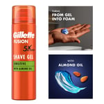 Gillette Fusion 5X Action Sensitive Men's Shaving Gel With Almond Oil 200ml