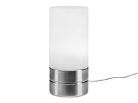 meineWunschleuchte TOUCH Dimmer in discreet DESIGN - abat-jour en verre blanc opale & base en nickel mat - Nouvelle génération TOUCH adaptée aux LED, SP100509NR, abat-jour cylindrique blanc