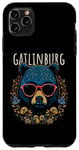 Coque pour iPhone 11 Pro Max Gatlinburg TN Fun Ours à lunettes Motif fleurs