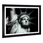 Big Box Art Framed Print of The Statue of Liberty New York City (4) Design | Wall Art Picture | Home Decor for Kitchen, Living Room, Bedroom, Hallway, Black, A2 / 24.5x18 Inch / 62x45cm