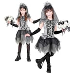 W WIDMANN MILANO Party Fashion - Costume enfant mariée squelette, robe, mariée fantôme, faucheuse, Day of the Dead