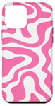 Coque pour iPhone 12 mini Simple abstrait rose et blanc ondulé tourbillon