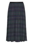 Polo Ralph Lauren Plaid Pleated Midi Skirt Marinblå