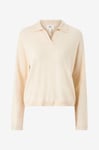 Object - Tröja objThess L/S V-neck Knit Polo - Beige