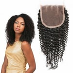 100% 18INCH BRAZILIAN VIRGIN HUMAN HAIR KINKY CURL LACE CLOSURE 4X4 FASTSHIP 50g