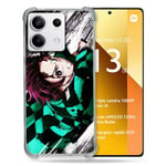 Cokitec Coque Renforcée pour Xiaomi Redmi Note 13 5G Manga Demon Slayer Tanjiro