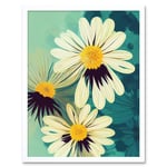 Abstract Illustration Daisy Blossoms Flowers Painting Art Print Framed Poster Wall Decor 12x16 inch