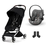 cybex GOLD Trille Orfeo Silver Moon Black inkl babybilstol Cloud G i-Size Lava Grey og adapter