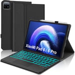 Coque Clavier Xiaomi Pad 6/6pro Tablette 11"" - Etui Avec Clavier Trackpad Pour Tablette Xiaomi Pad 6/6pro, Clavier Bluetooth Magnétique Layout Italien Avec Rétroéclairage 7 Color, Noir