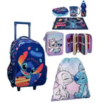 Disney Stitch Set Chariot Sac à Dos Grand Trousse 3zip École Élémentaire Fille