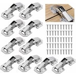 10 pcs Charniere Porte Placard avec Vis, 3 Pouces 90°Charniere Meuble pour Armoires de Porte Cuisine - Gris clair