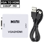 WVVMVV-Mini convertisseur compatible VGA vers HDMI,boîtier vidéo VIncome 2HDMI,adaptateur audio 1080P pour ordinateur portable,budgétaire HDTV,TV portable - Type WHITE-VGA TO HDMI