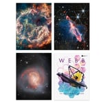 Pack of 4 NASA James Webb Space Telescope Images Clash of the Titans NGC 3256 Cassiopeia A Forming Stars Unframed Wall Art Living Room Prints Set