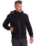 D'Arienzo Bomber Veste Cuir Agneau Velours Noir Homme avec Capuche Moto Veste Motard Blouson Véritable Cuir Made in Italy BIANCOLINO 58/Noir