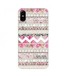 Coque Iphone XR Fleur aztec chevron tribal shabby chic rose blanc