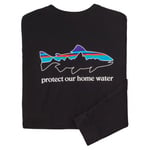 Patagonia M's L/S Home Water Trout Responsibili-Tee BLK - M