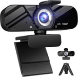 Webcam,Webcam Full Hd 1080P Avec Microphone Et Trépied Rotatif, Caméra De Streaming 90°,Plug And Play Usb Webcam Pour Vidéo Enregistrement Conférences/Skype,Facetime,Pc/Mac/Macbook